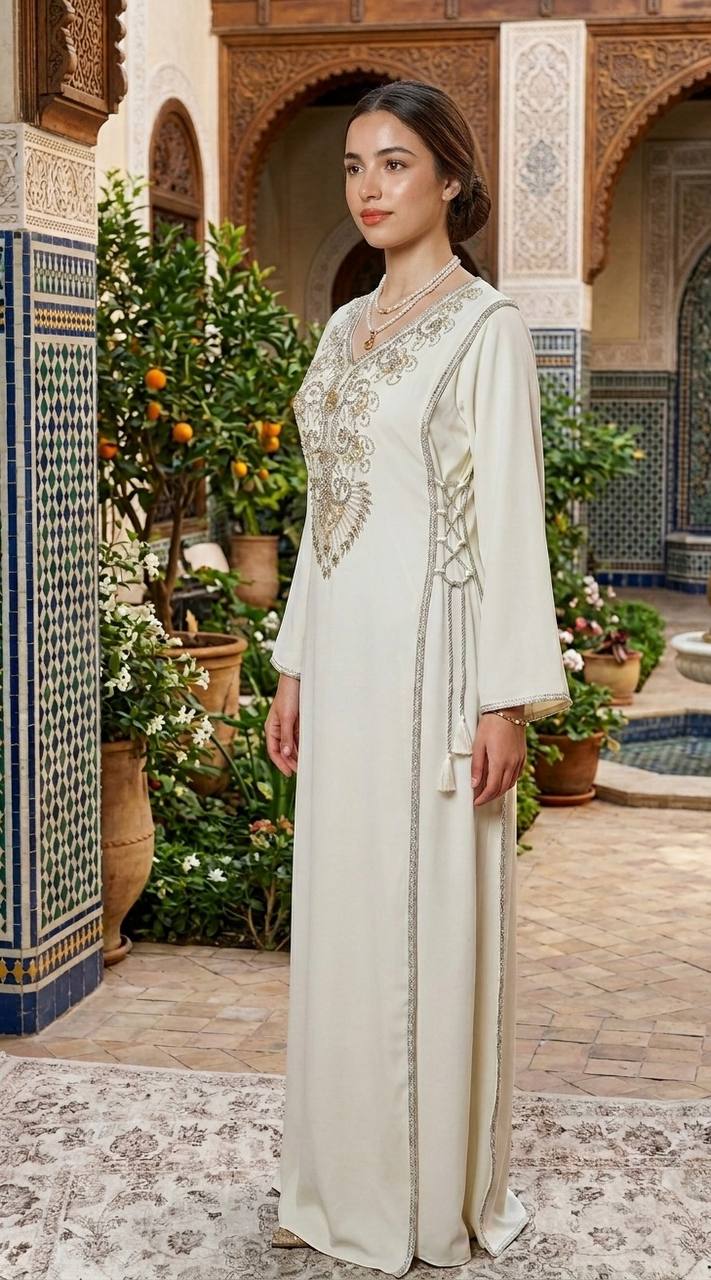 Royal Dima Embellished Kaftan - Palestinian Elegance