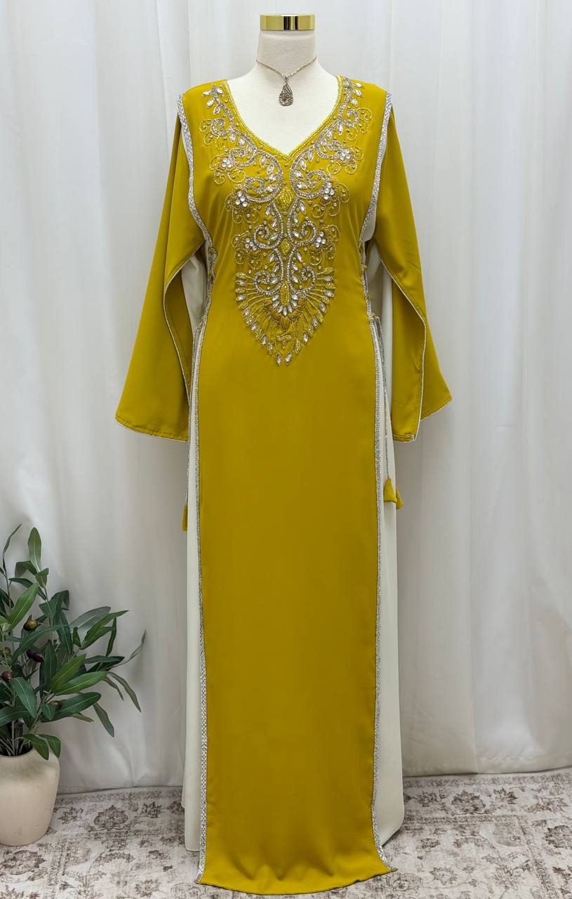 Royal Dima Embellished Kaftan - Palestinian Elegance