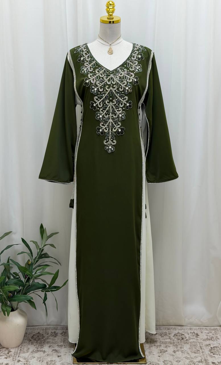 Royal Dima Embellished Kaftan - Palestinian Elegance