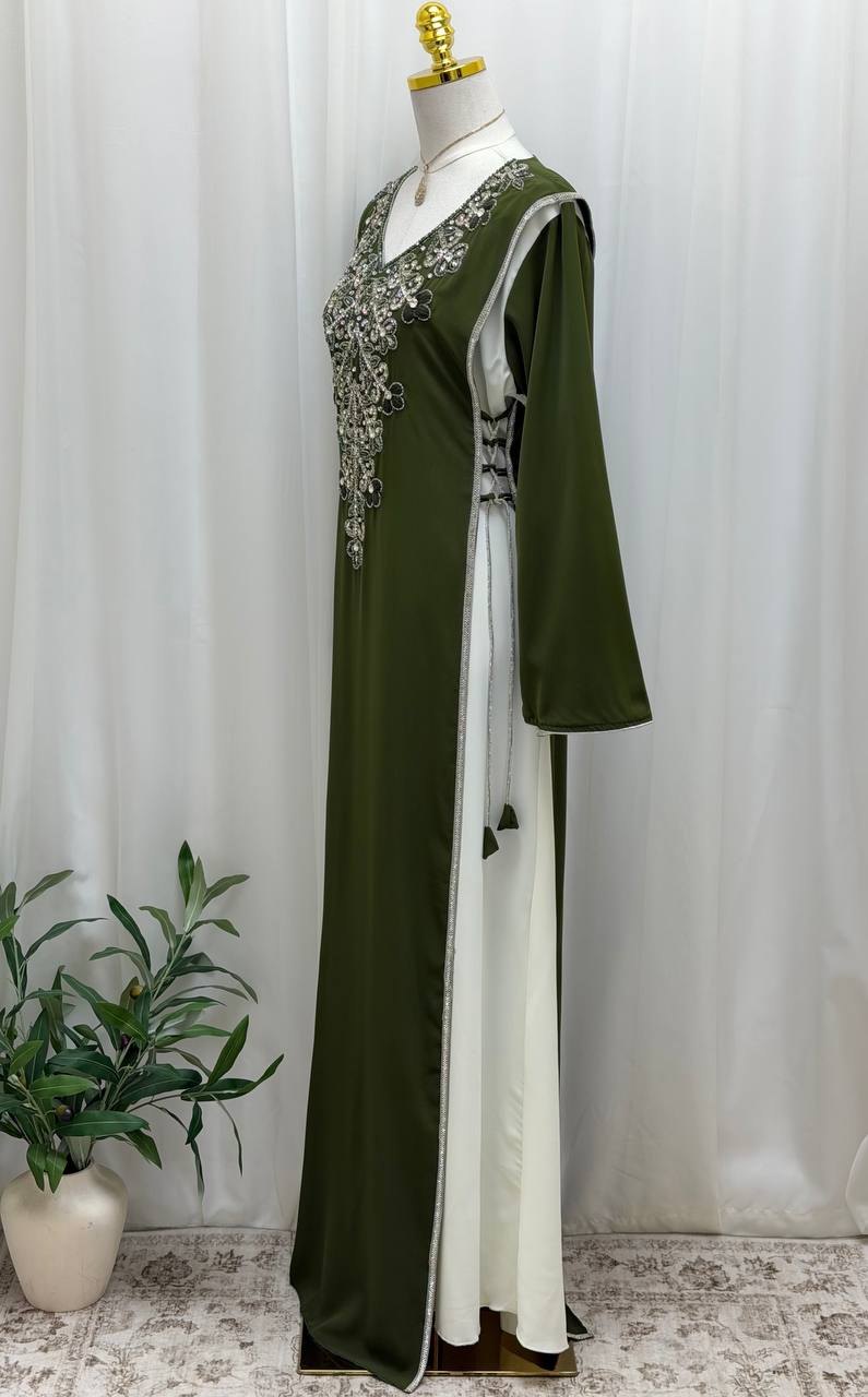 Royal Dima Embellished Kaftan - Palestinian Elegance