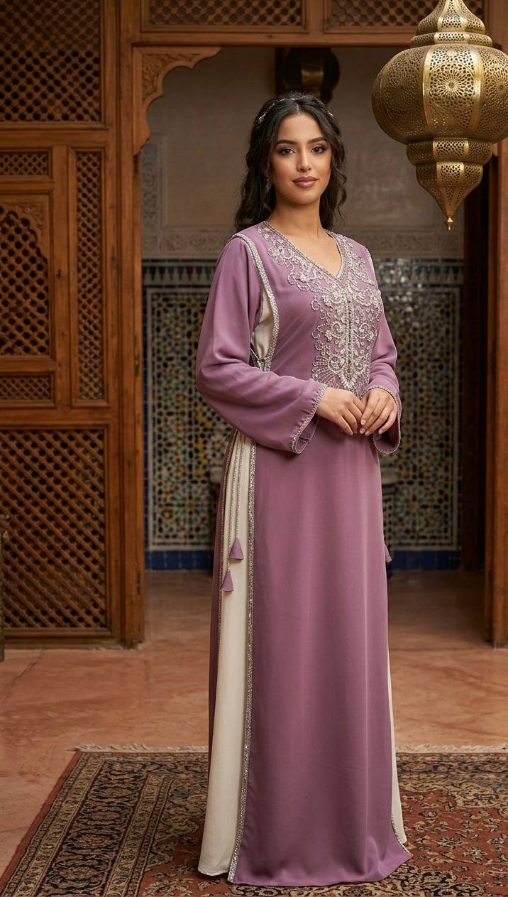 Royal Dima Embellished Kaftan - Palestinian Elegance