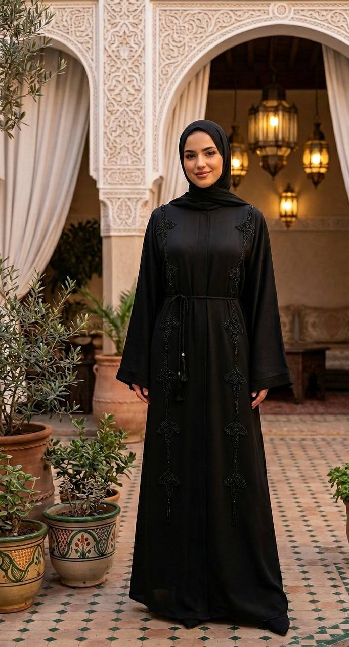 Noor Al-Malak Hand-Beaded Dubai Abaya