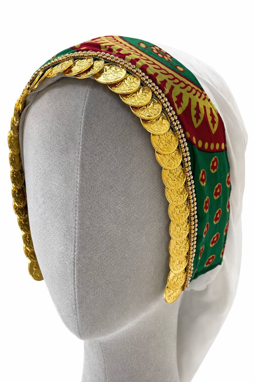 Heritage Coin Headband – 21K Gold Plated Lira Tassel - Palestinian Elegance
