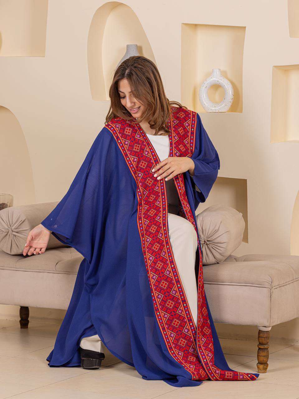 Heritage Embroidered Chiffon Bisht Abaya