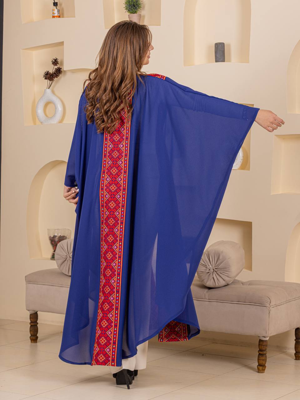 Heritage Embroidered Chiffon Bisht Abaya