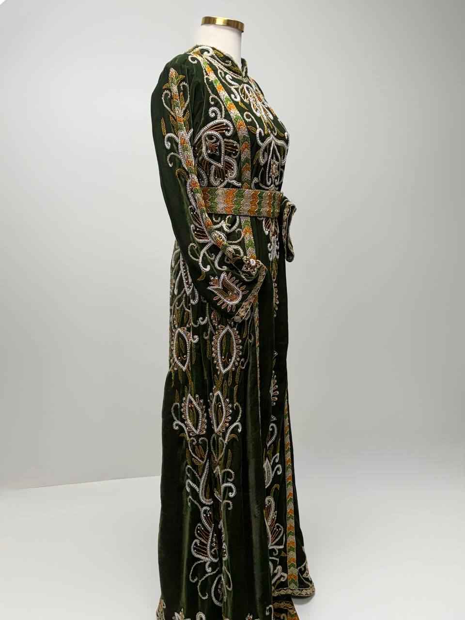 Royal Emerald Hand-Beaded Velvet Thobe
