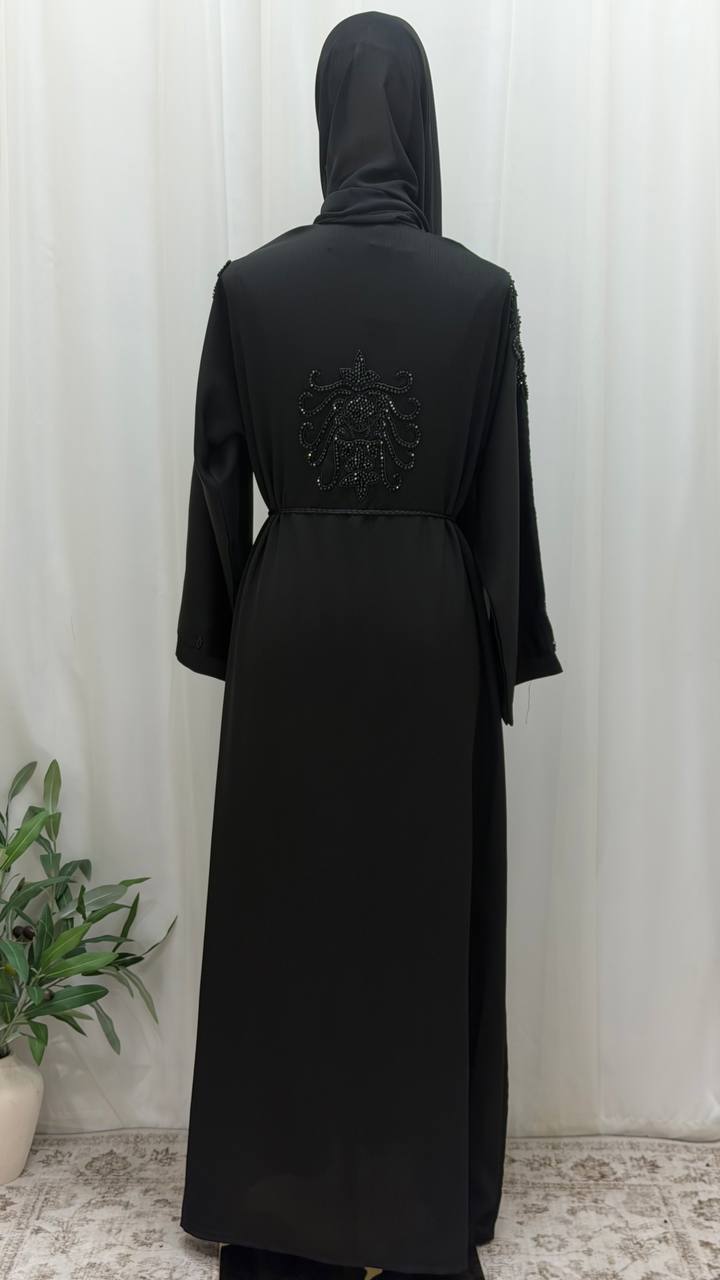 Noir Beaded Grace Abaya