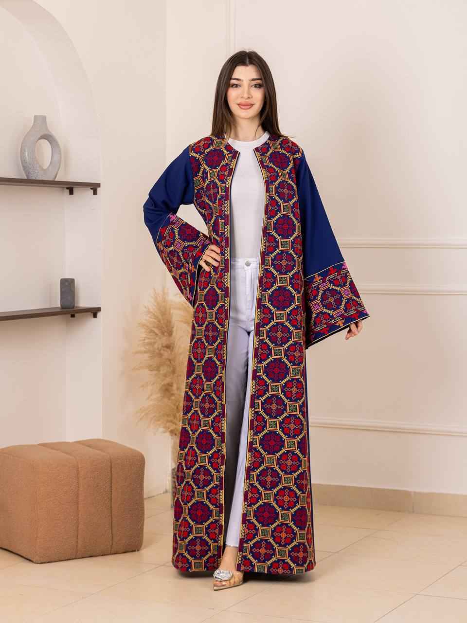 Open Embroidered Abaya Wardat Al-Quds