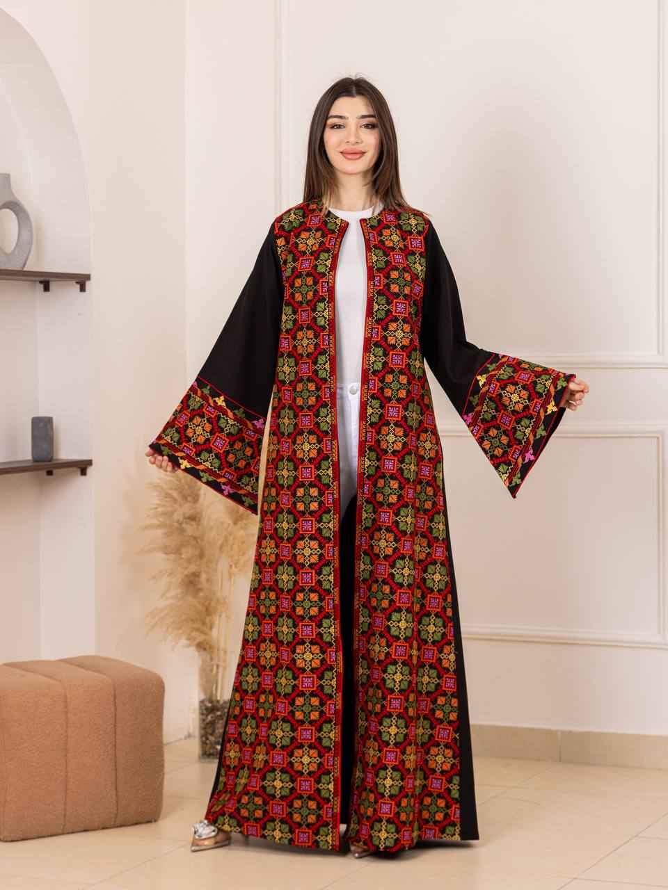 Open Embroidered Abaya Wardat Al-Quds