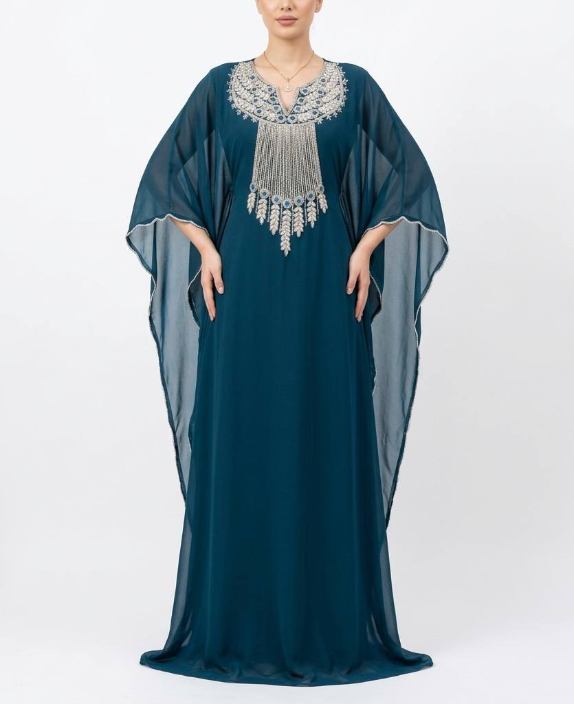 Celeste Hand-Beaded Butterfly Kaftan