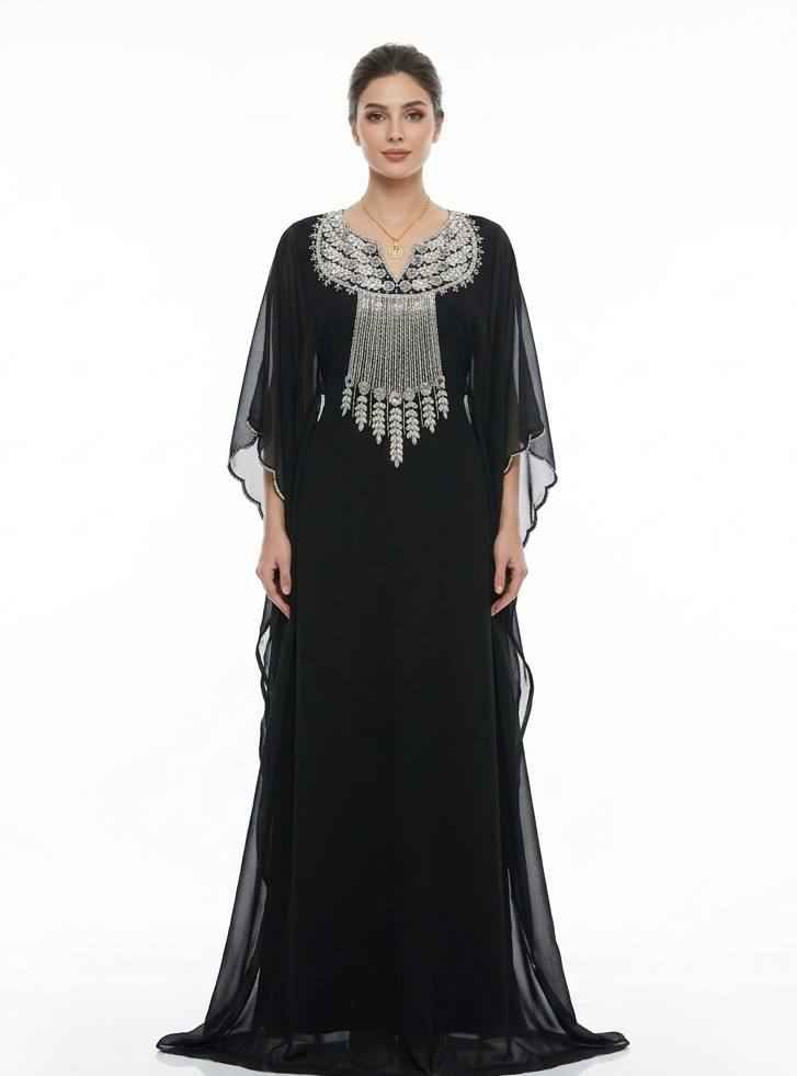 Celeste Hand-Beaded Butterfly Kaftan