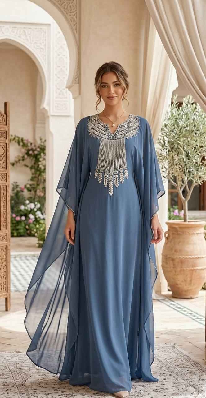 Celeste Hand-Beaded Butterfly Kaftan
