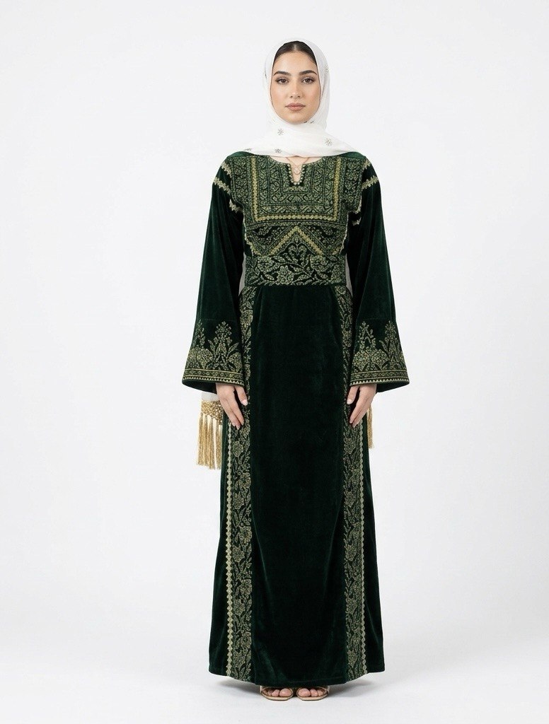 Samah Emerald Heritage Velvet Thobe
