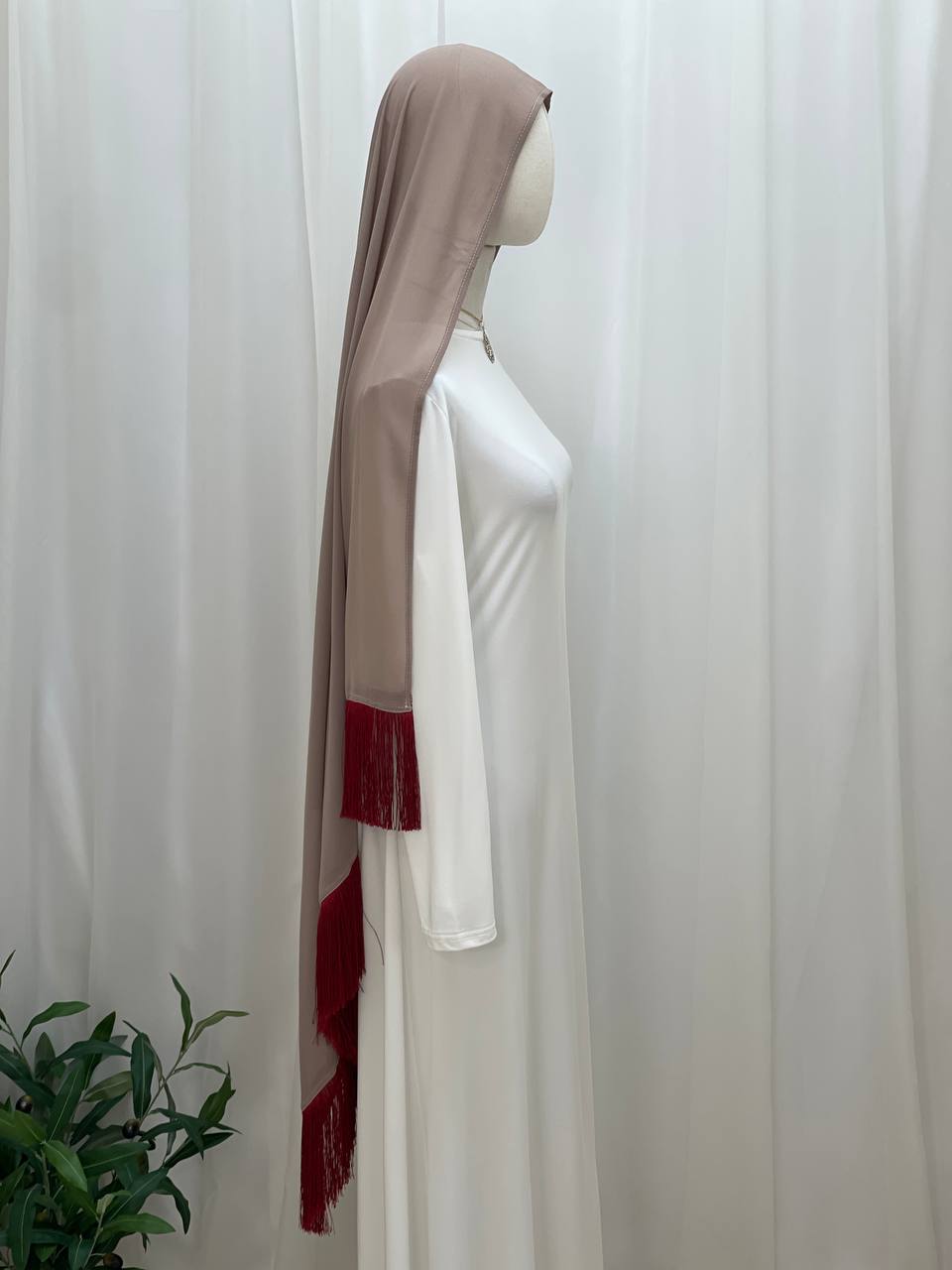 Elegant Fringe Chiffon Shawl/Khirka