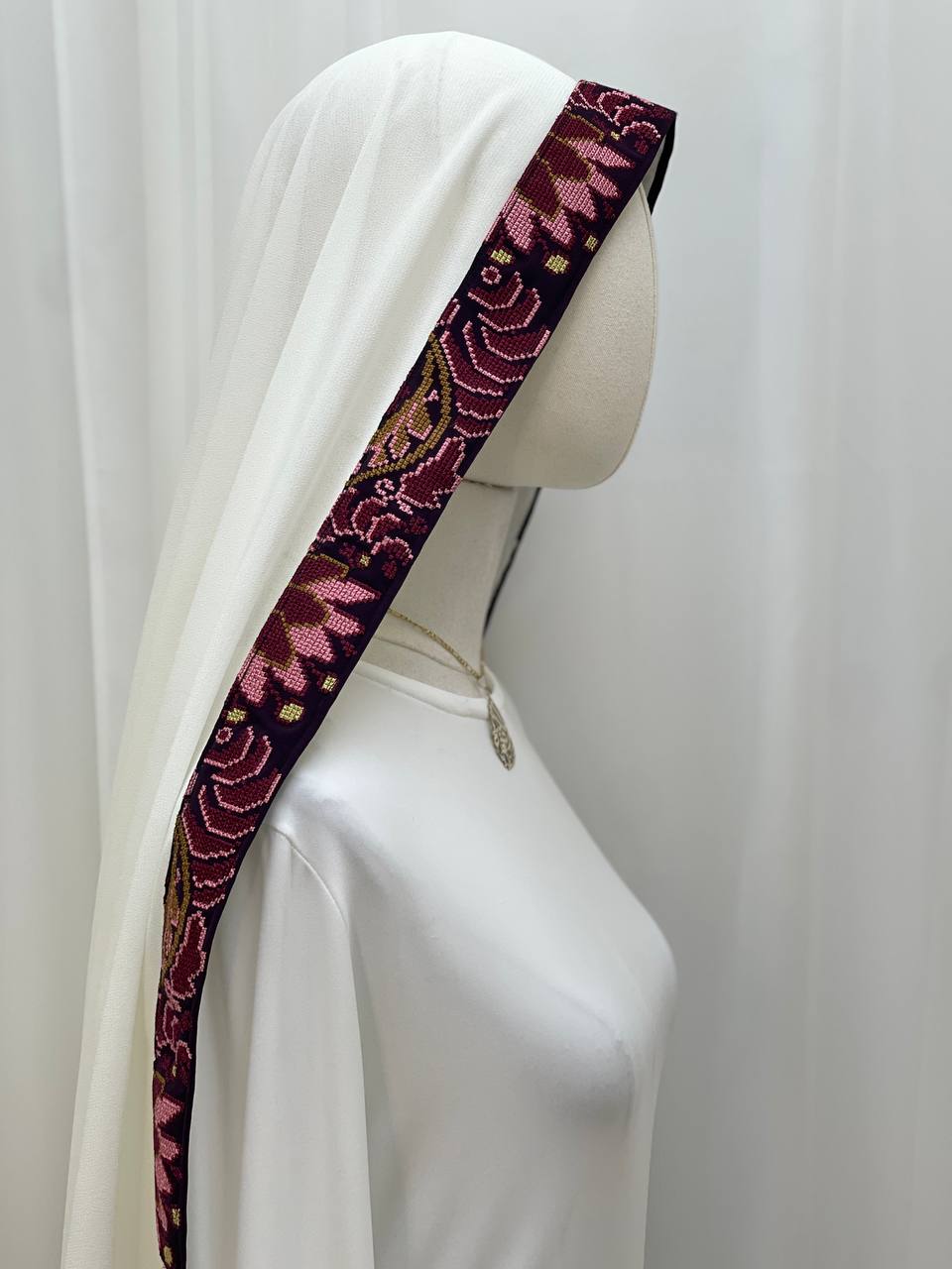 Lilac Whisper Embroidered Shawl