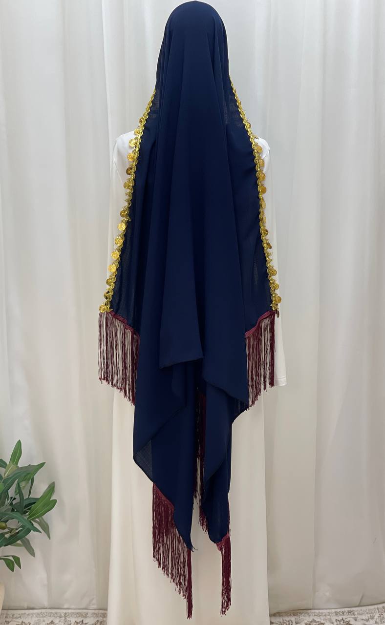 Heritage Coin Fringe Chiffon Shawl/Khirka