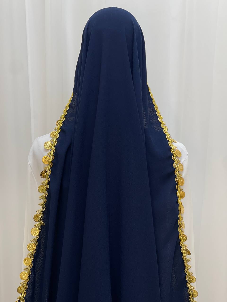 Heritage Coin Fringe Chiffon Shawl/Khirka