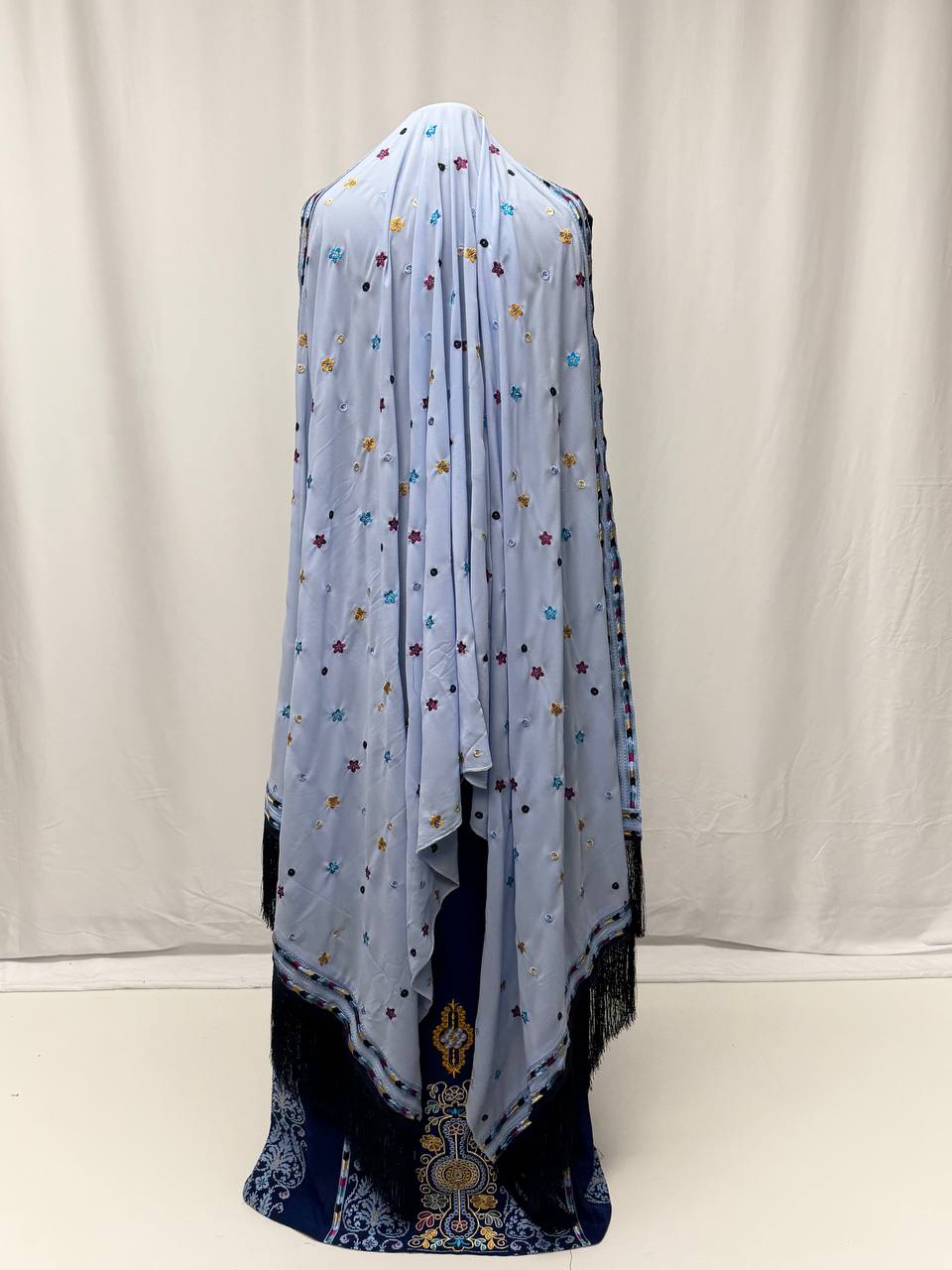 Layan Sapphire Fringe Shawl