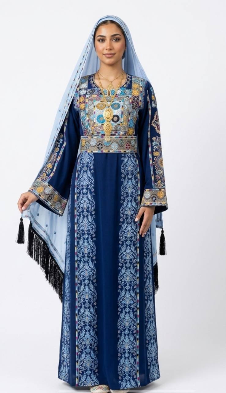 Layan Sapphire Blue Embroidered Thobe