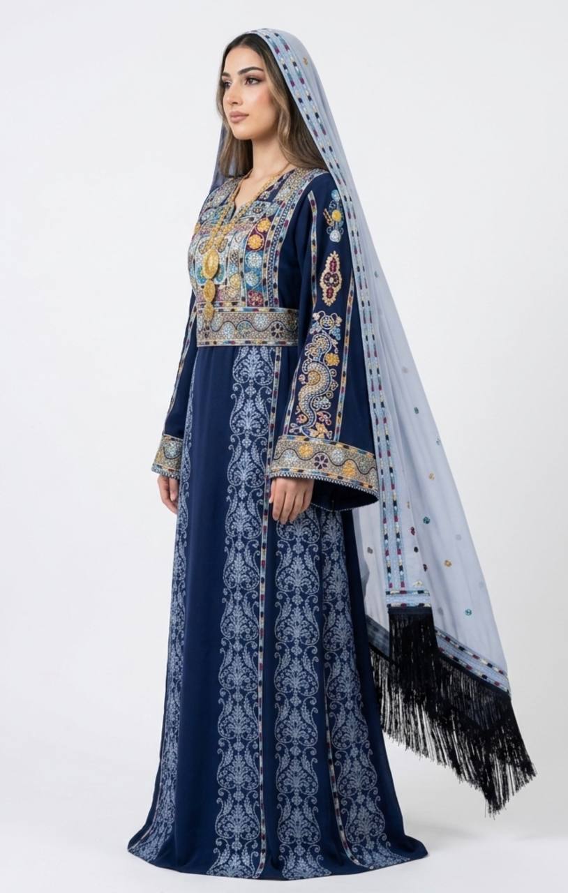 Layan Sapphire Blue Embroidered Thobe