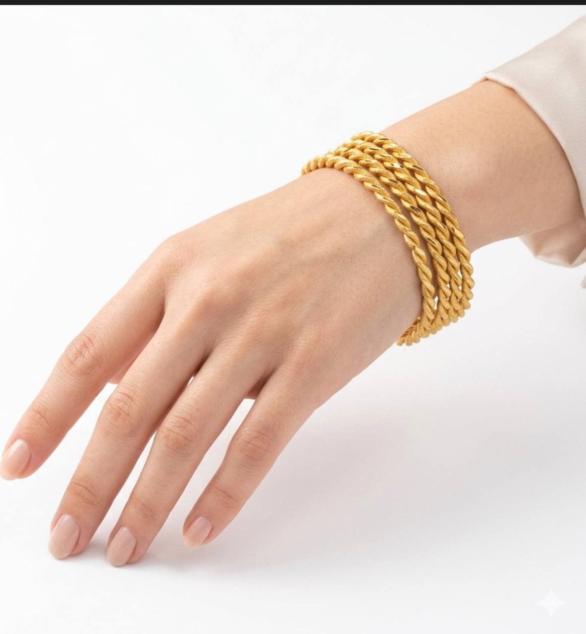 Bold Twisted Rope Gold Bangles – Set of 4