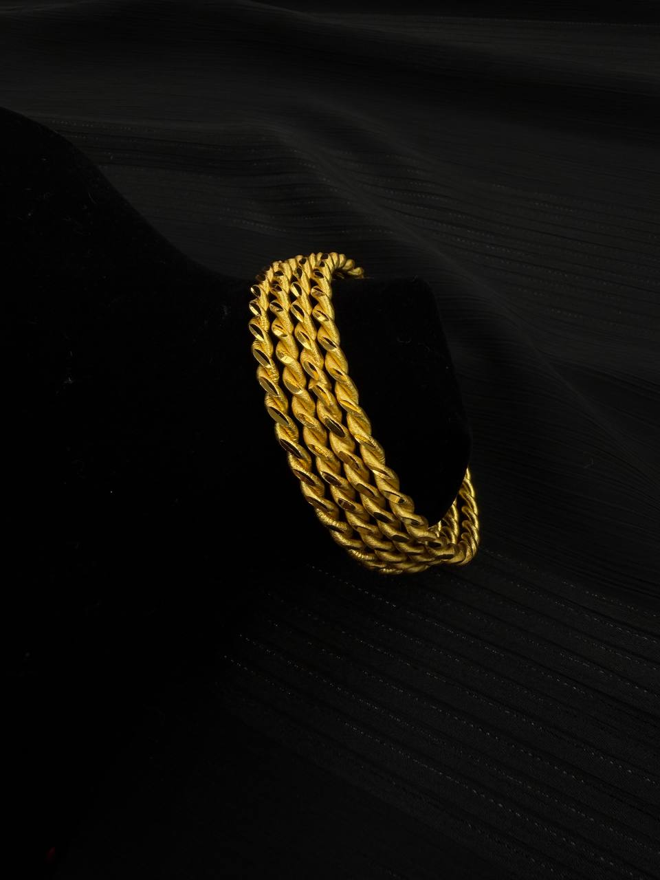 Bold Twisted Rope Gold Bangles – Set of 4