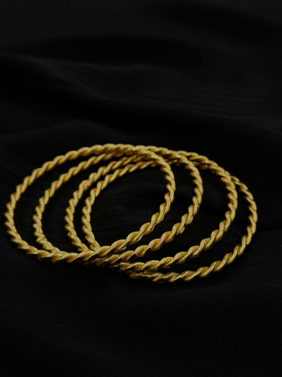 Bold Twisted Rope Gold Bangles – Set of 4