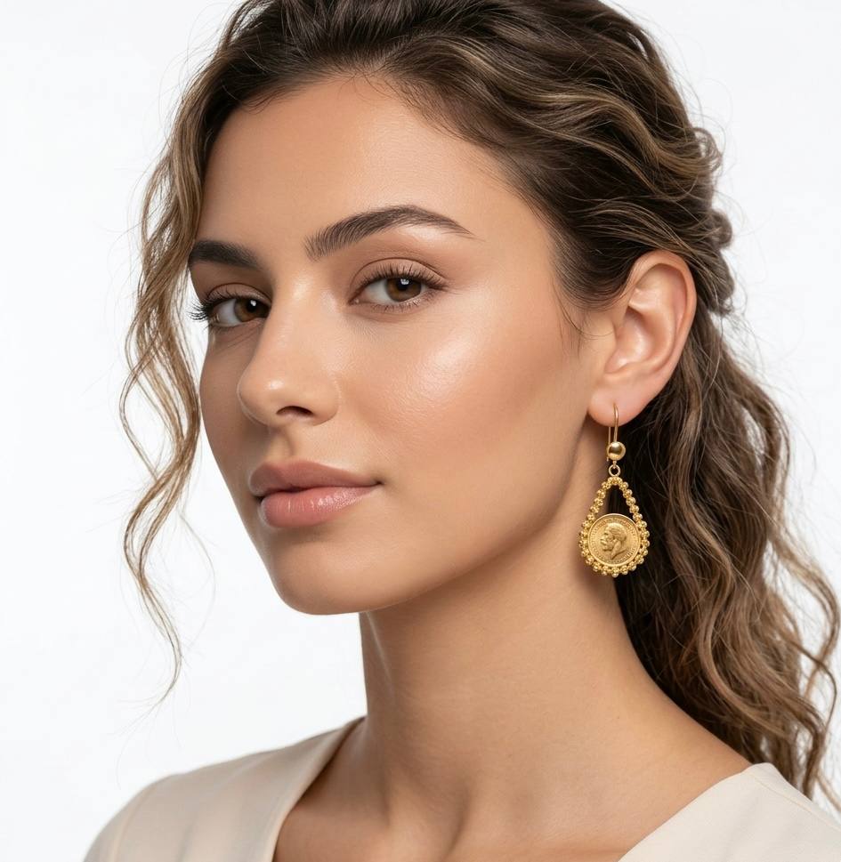 Golden Lira Drop Earrings