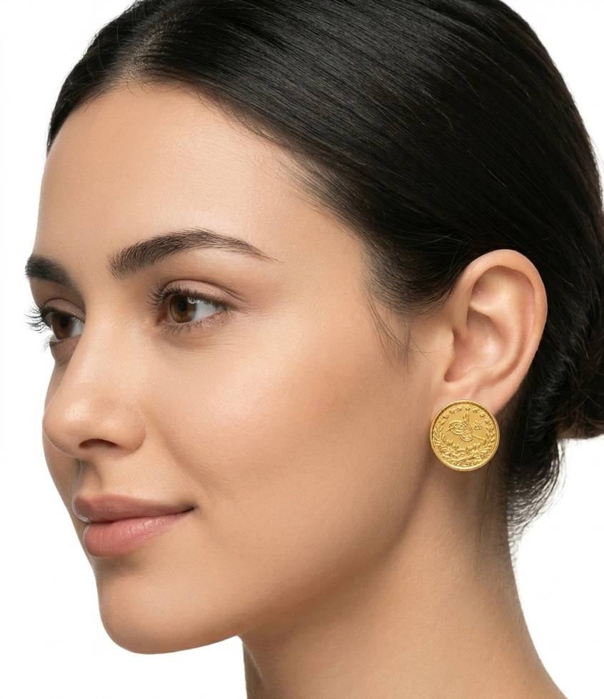 Turkish Lira Coin Stud Earrings