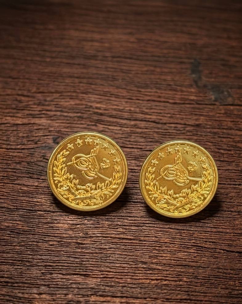 Turkish Lira Coin Stud Earrings