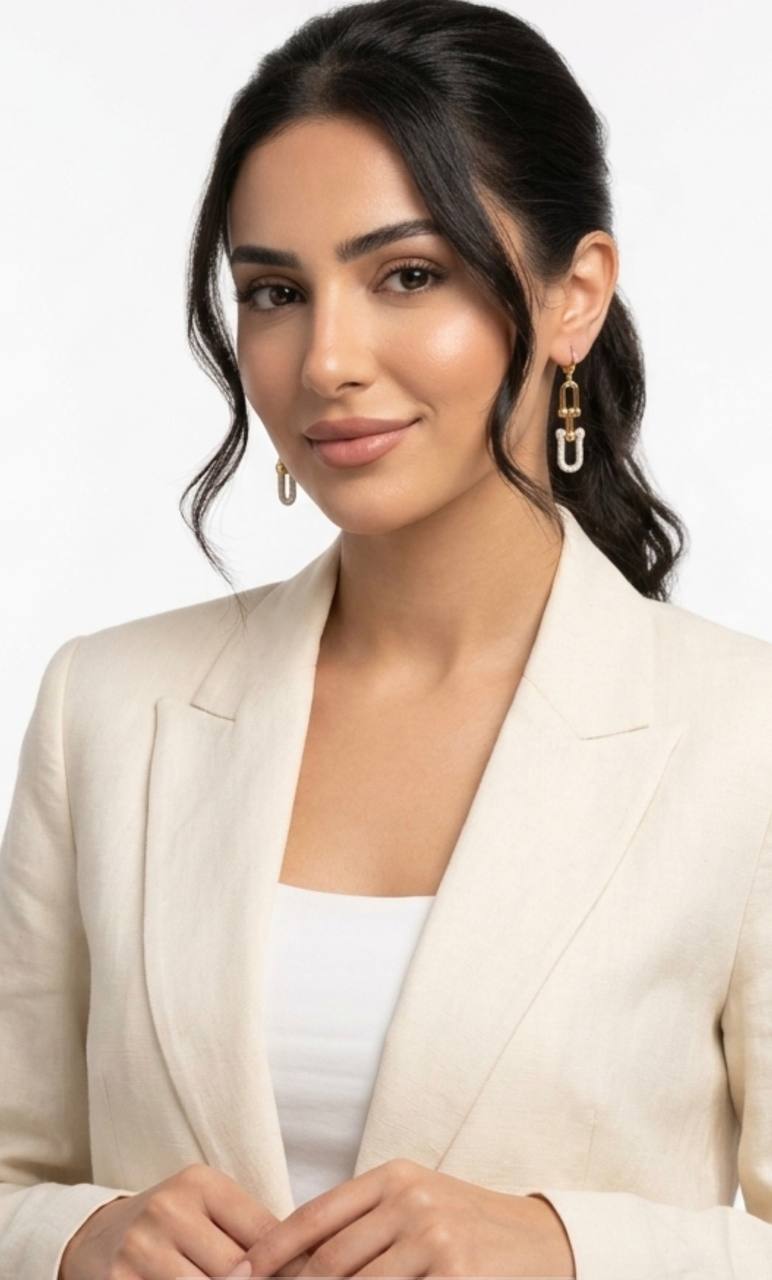 Modern Link Drop Earrings – 18K Style