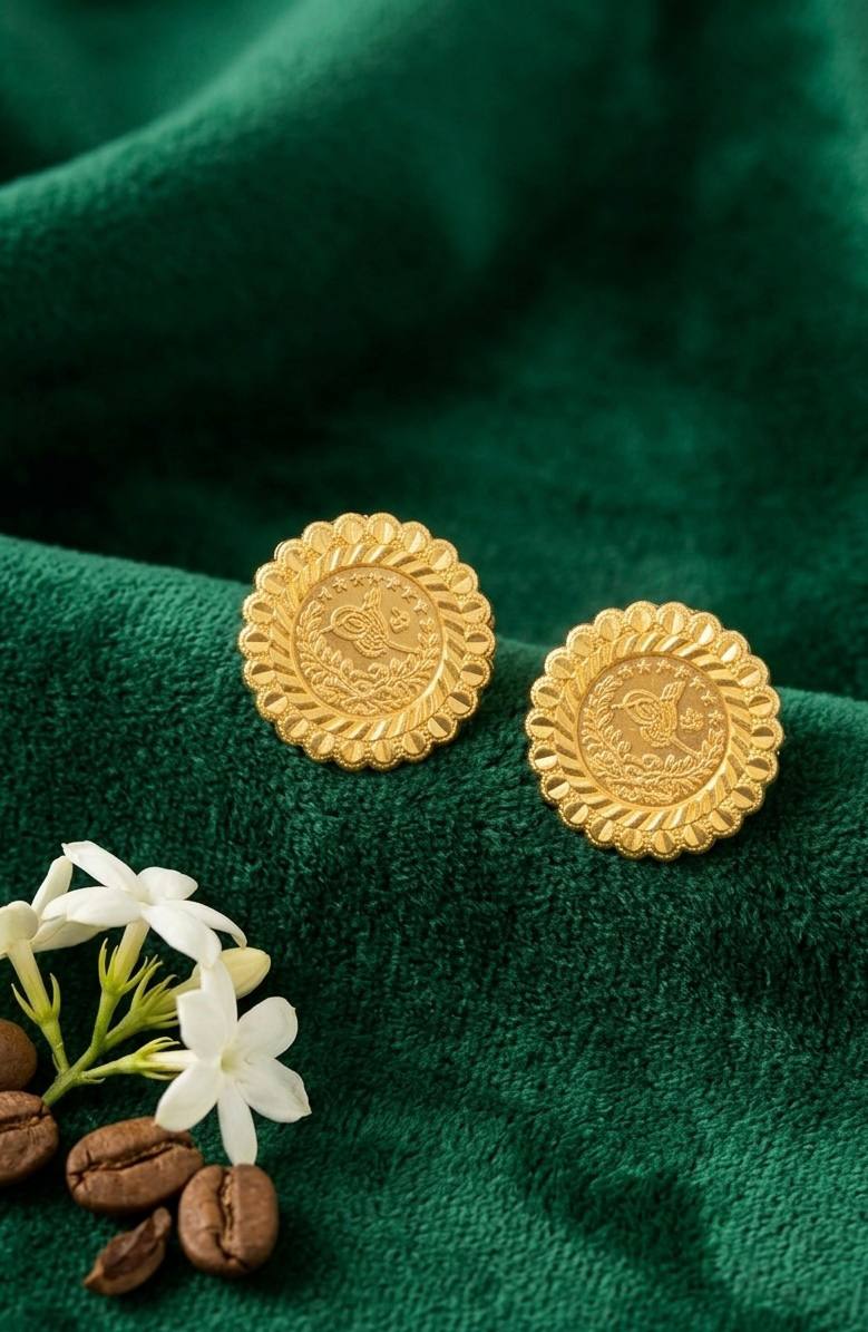 Turkish Lira Sunburst Stud Earrings