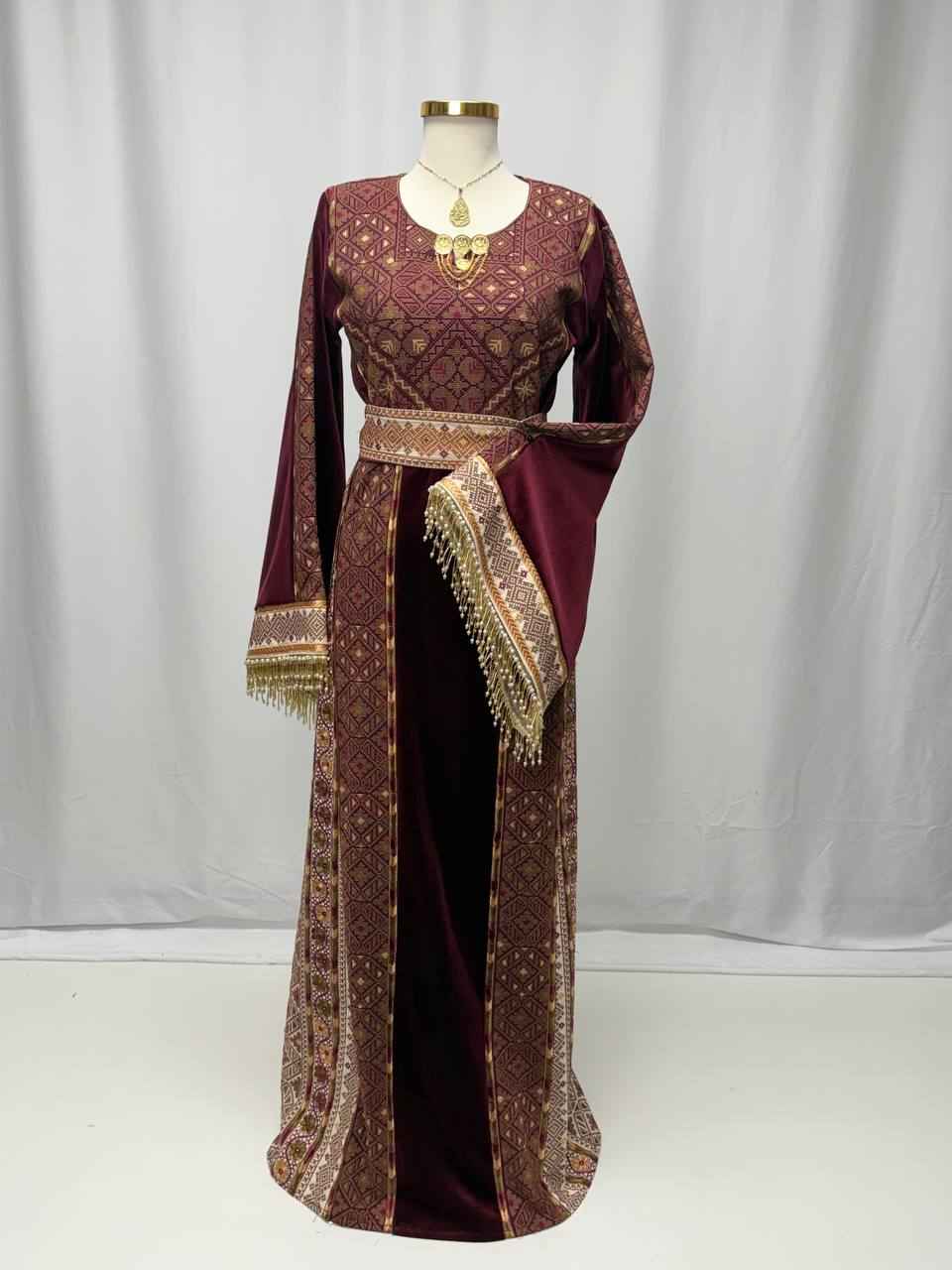 Aseel Al-Tiraz Velvet Thobe - Palestinian Elegance