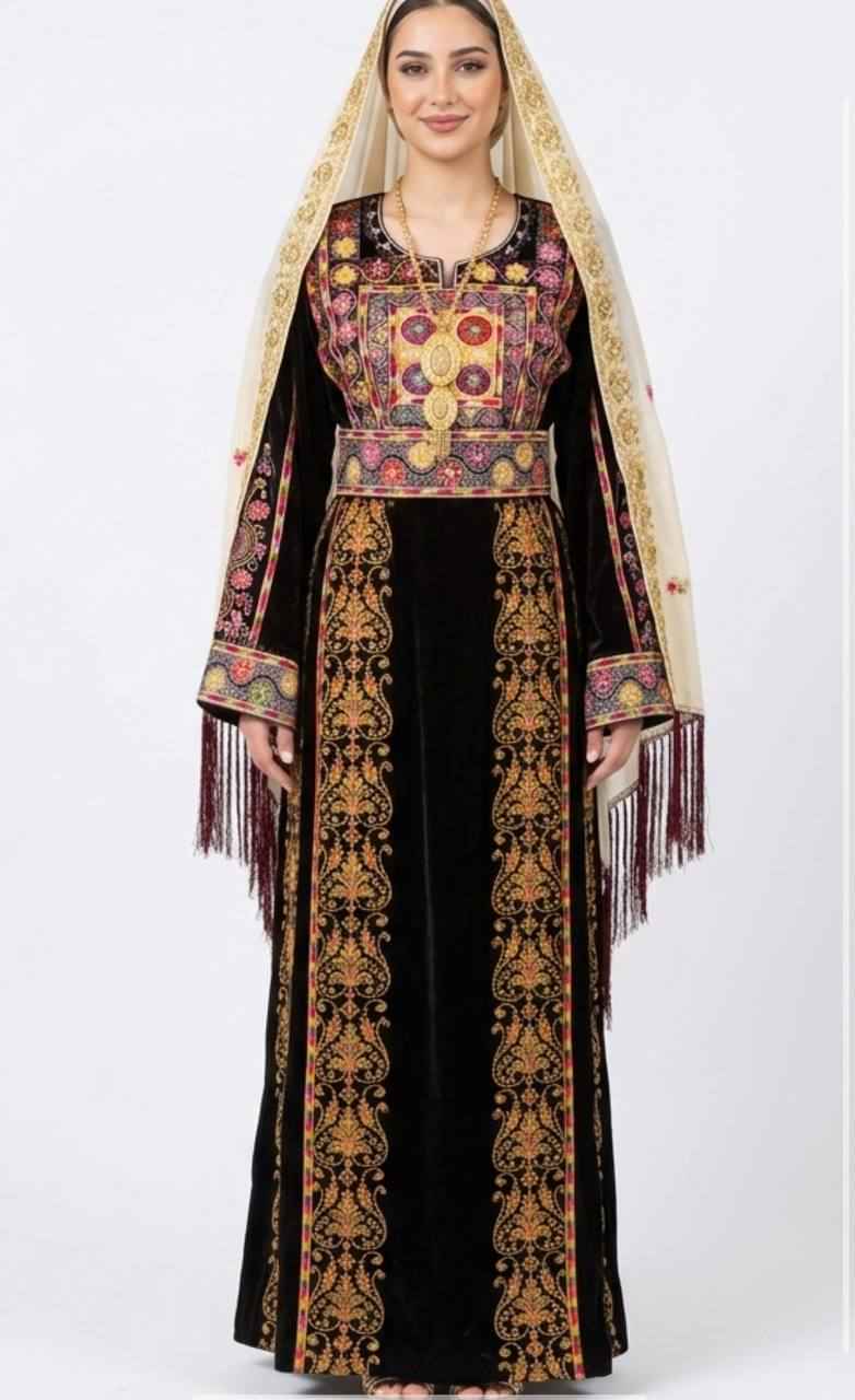 Rimaz Velvet Heritage Thobe - Palestinian Elegance
