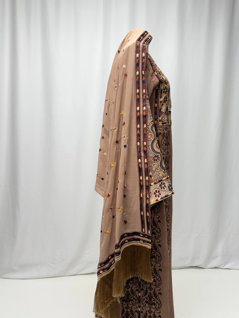 Sienna Blossom Shawl /Khirka - Palestinian Elegance