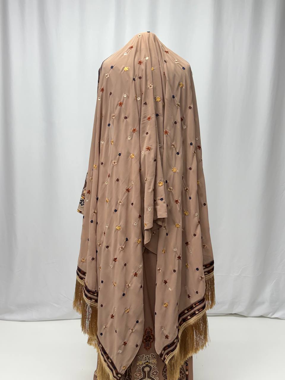 Sienna Blossom Shawl /Khirka - Palestinian Elegance