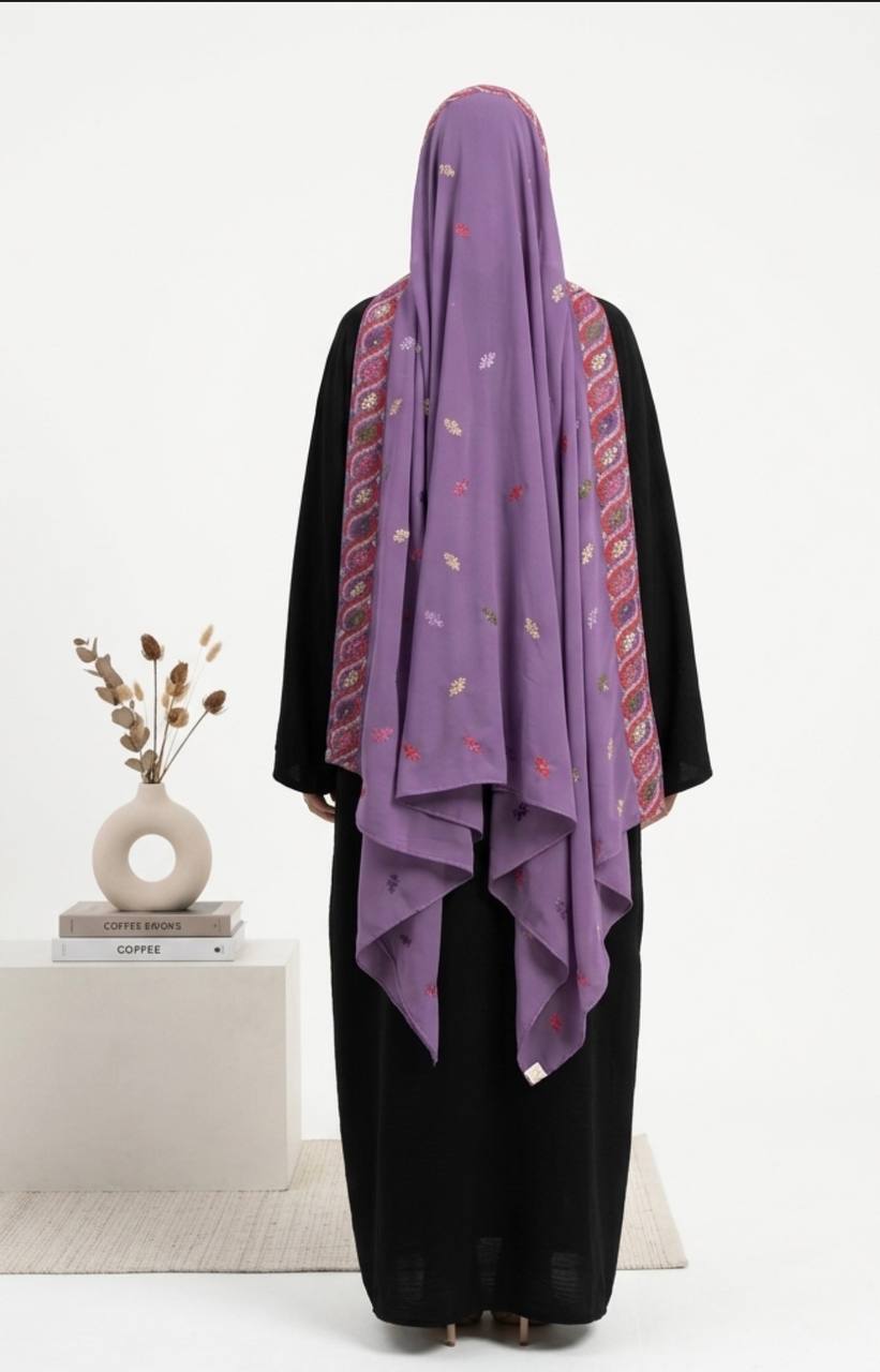 Lavender Heritage Embroidered Shawl/Khirka