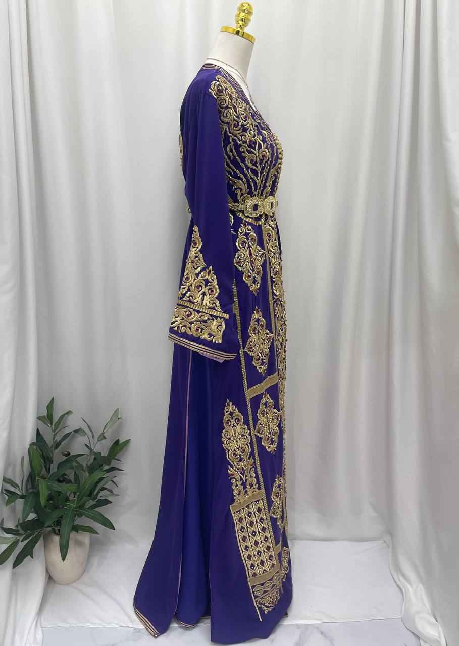Royal Zahra Royal Violet Handcrafted Moroccan Caftan