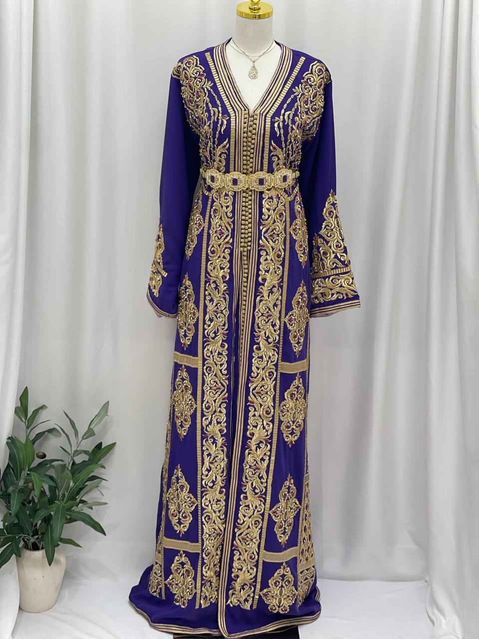 Royal Zahra Royal Violet Handcrafted Moroccan Caftan