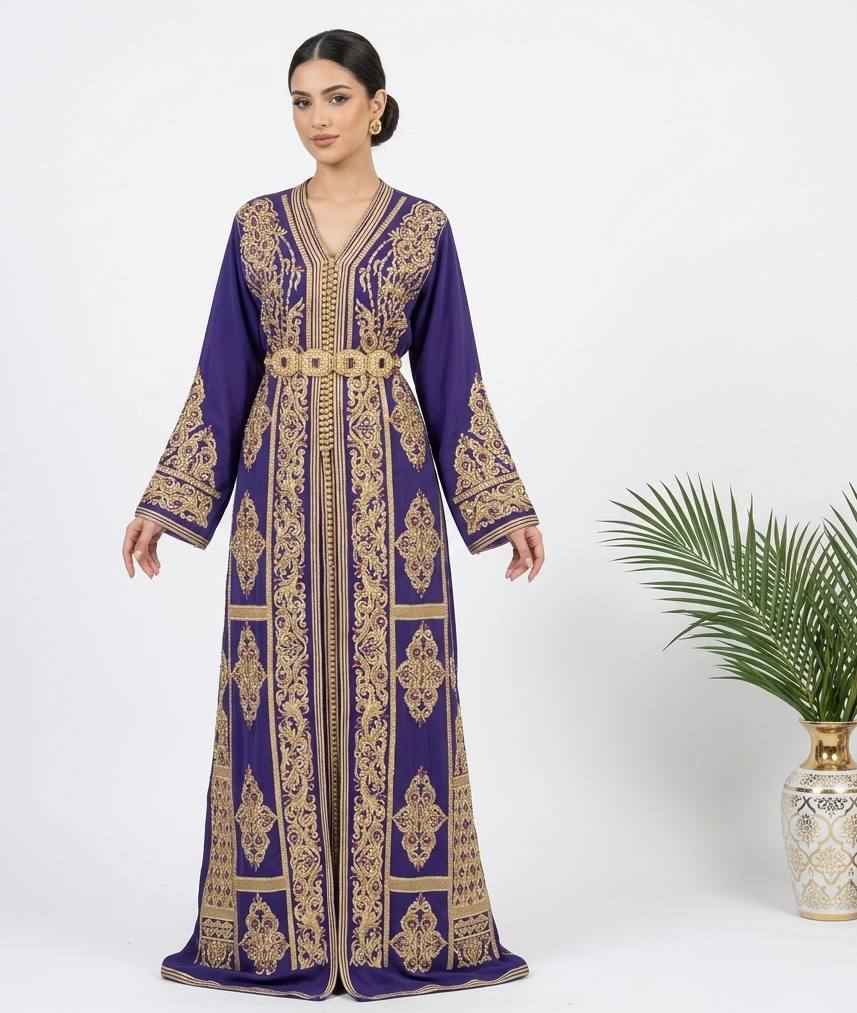 Royal Zahra Royal Violet Handcrafted Moroccan Caftan