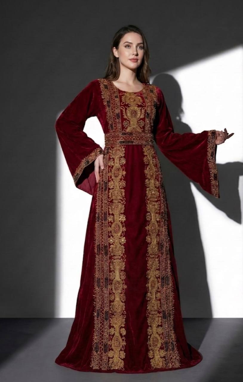 Yasmeen Hand-Beaded Velvet Thobe