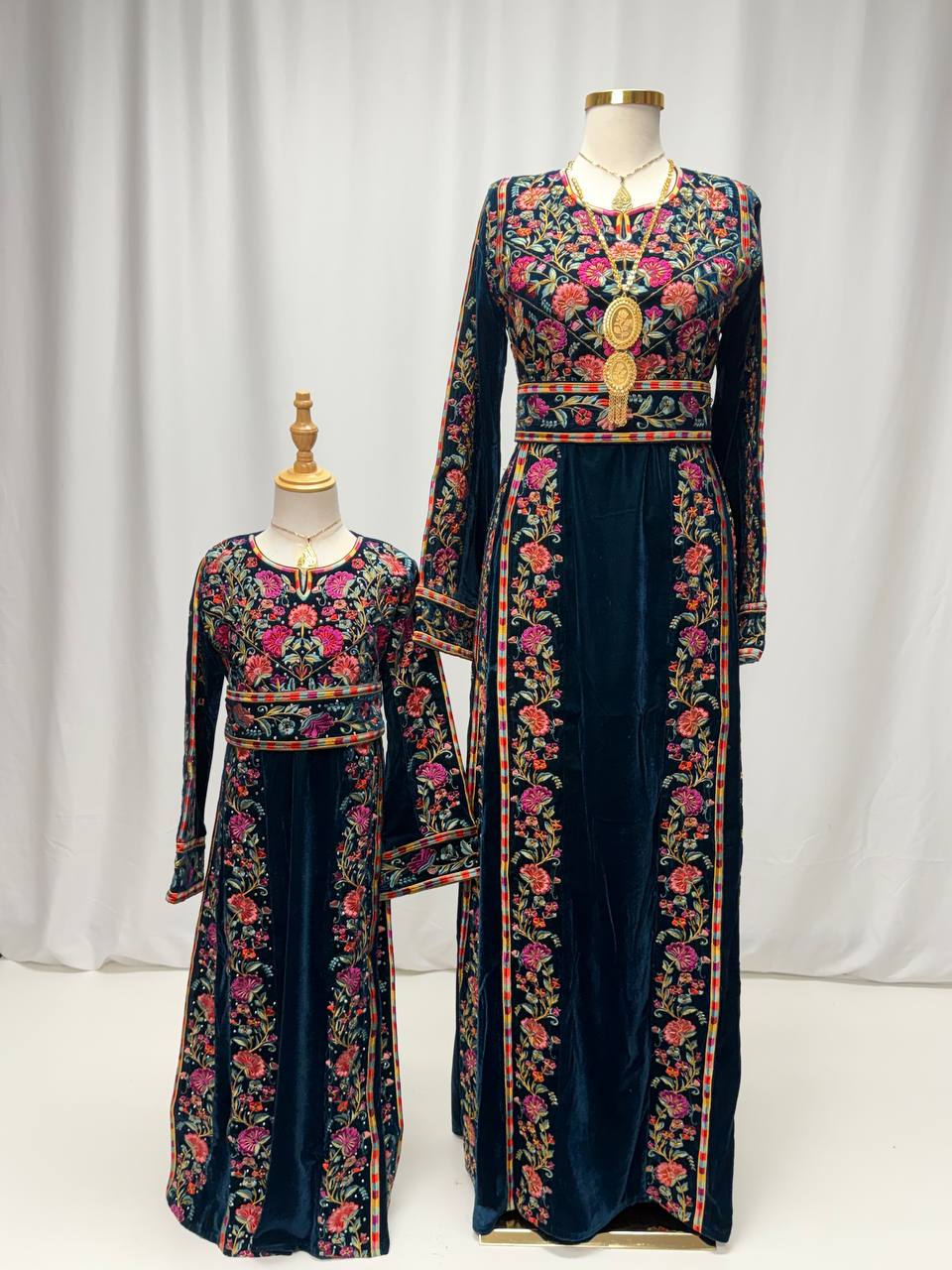 Kinda Petrol Velvet Embroidered Girls Thobe