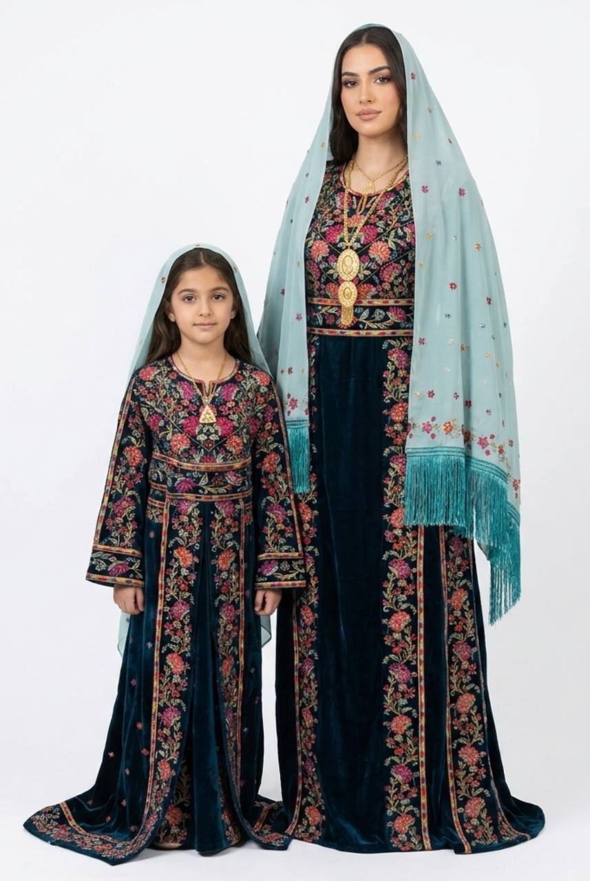 Taleen Heritage Velvet Thobe with Matching Skirt