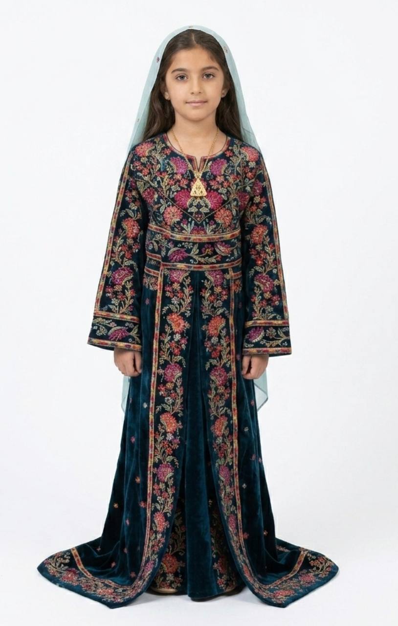 Taleen Heritage Velvet Thobe with Matching Skirt