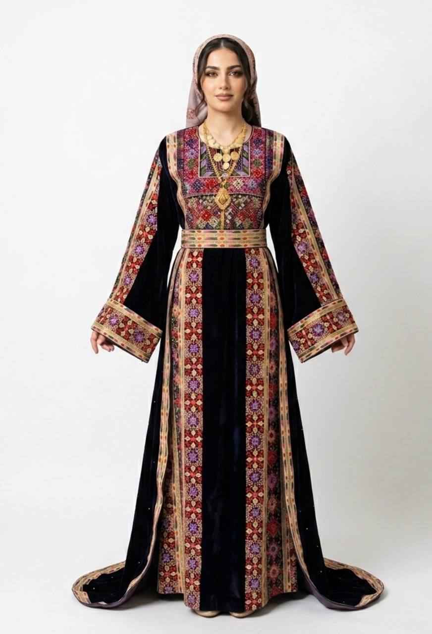 Raghad Deep Plum Velvet Thobe