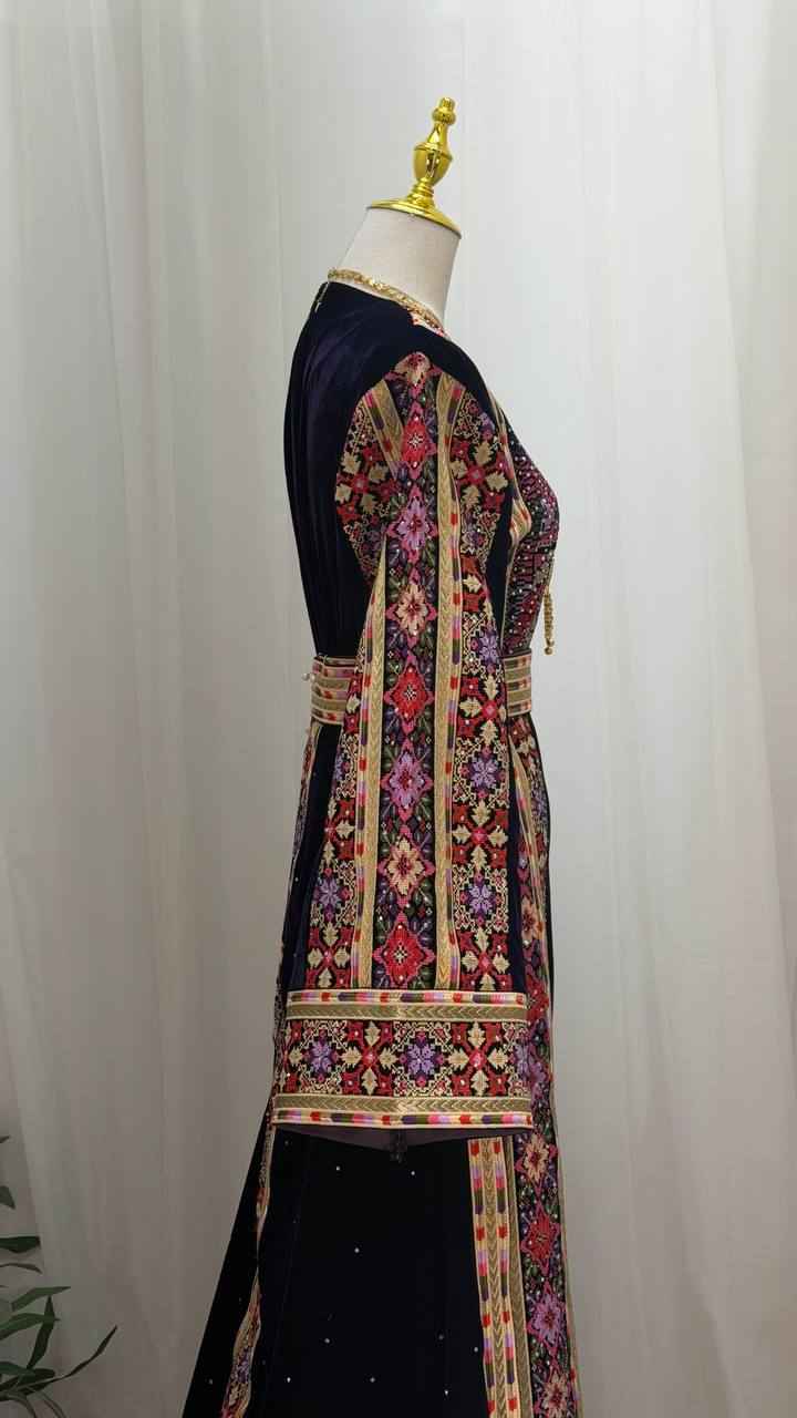 Raghad Deep Plum Velvet Thobe