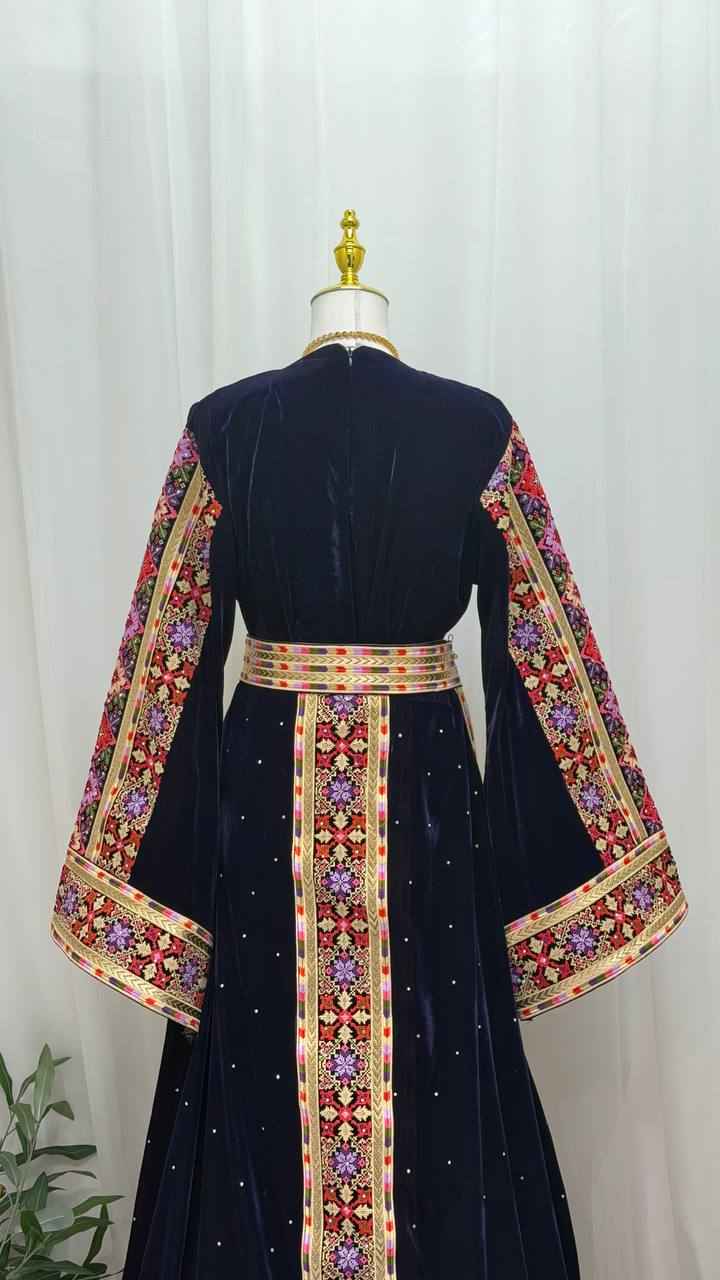 Raghad Deep Plum Velvet Thobe