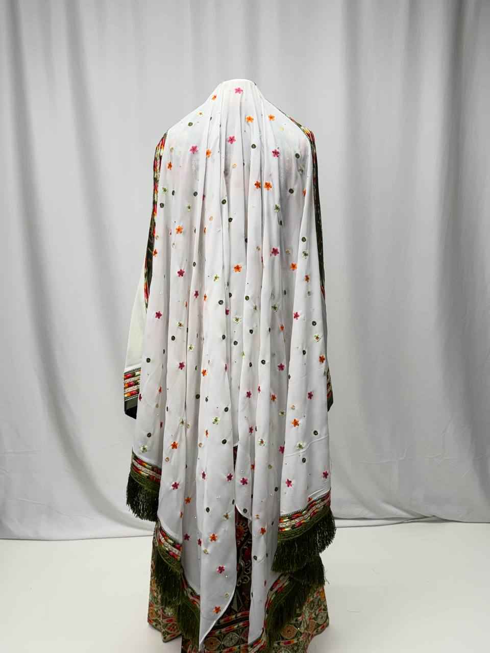 Rahaf Embroidered Fringe Shawl