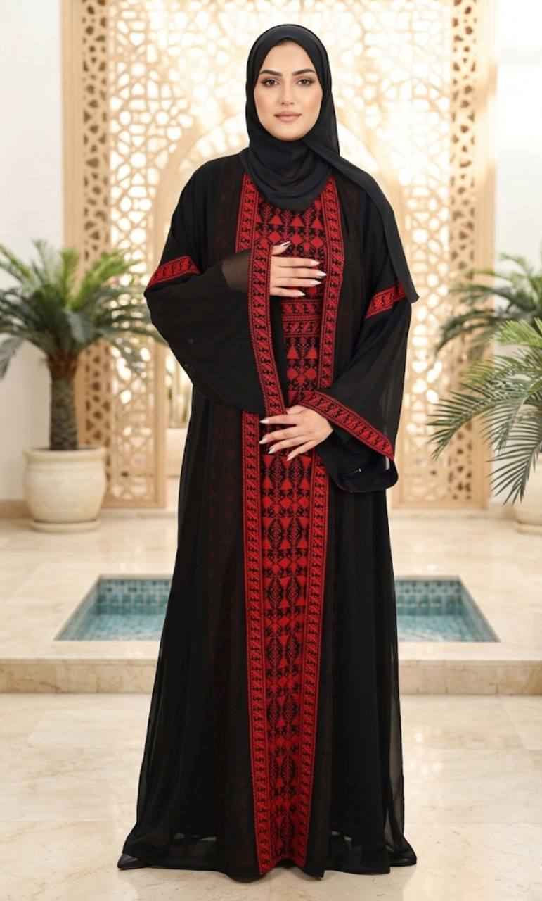 Qamara Tribal Embroidered Abaya Set