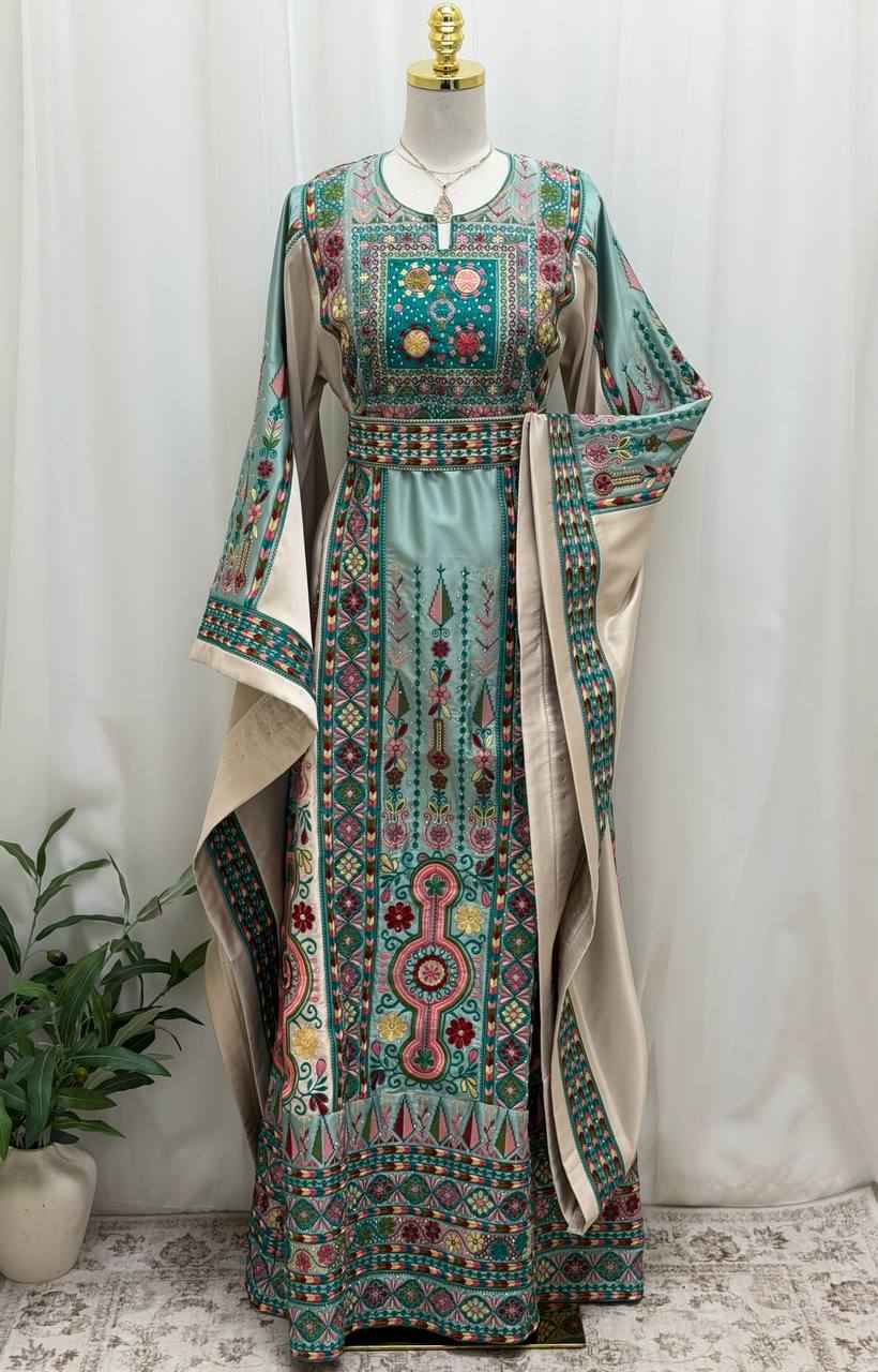 Zayna Satin Embroidered Thobe